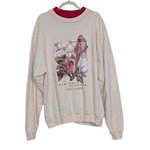 Vintage Cardinal Floral Sweatshirt Womens Size Large White Red Columbus Zoo